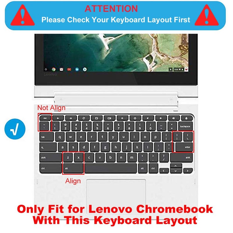 MUBUY-GOL Keyboard Cover for Lenovo Chromebook Flex 3 11", Lenovo Chromebook C330 11.6", Lenovo 11.6" 300e Chromebook 81H00000US,Chromebook N20 N21 N22 N23 100e 300e 500e 11.6" Laptop-Rainbow - Image 2